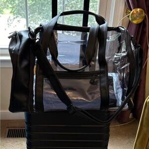 NWT BÉIS The Mini Duffle in Black/Transparent